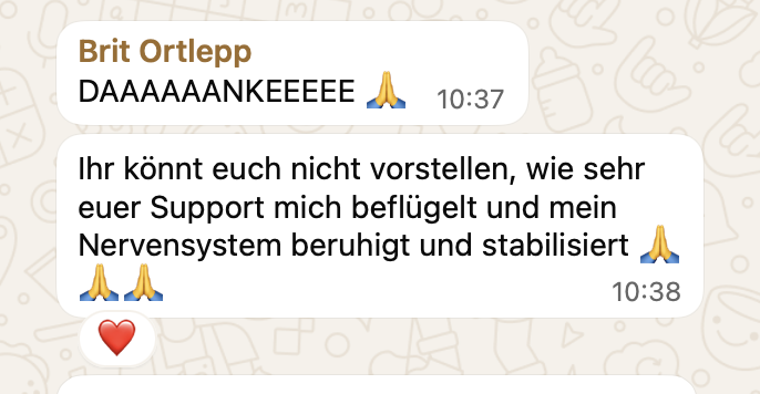 Nachricht einer Kundin