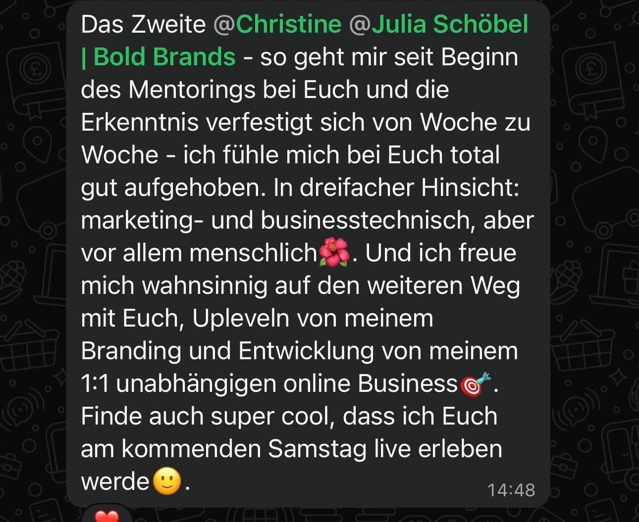 Nachricht einer Kundin