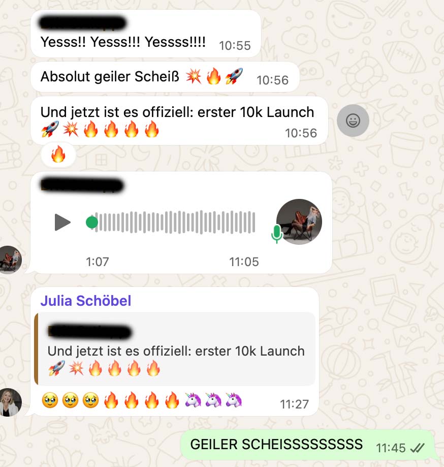 Nachricht einer Kundin