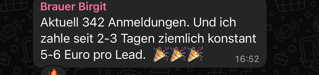 Nachricht einer Kundin