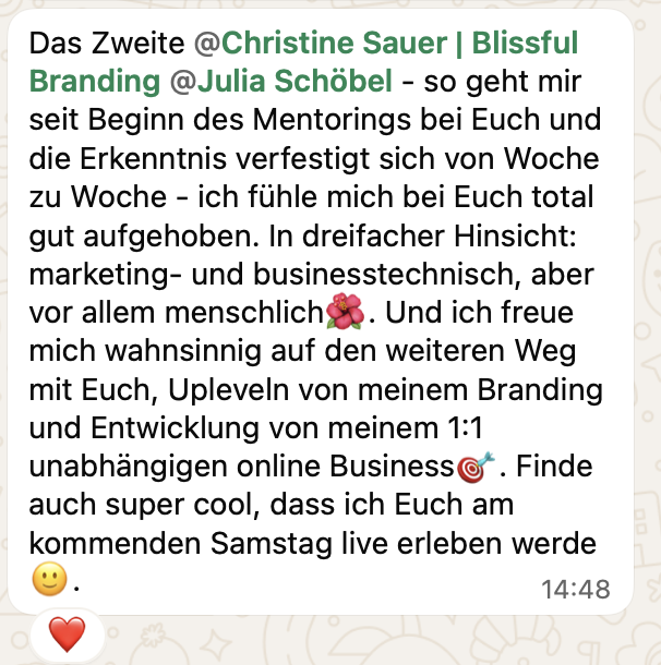 Nachricht einer Kundin
