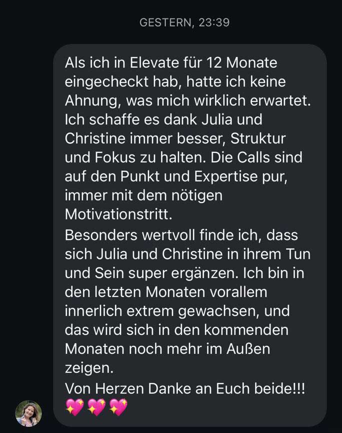 Nachricht einer Kundin