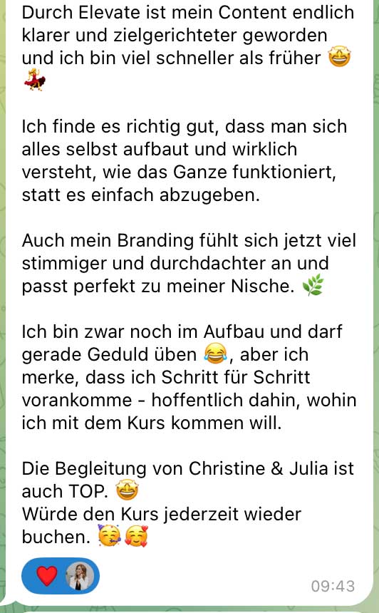 Nachricht einer Kundin