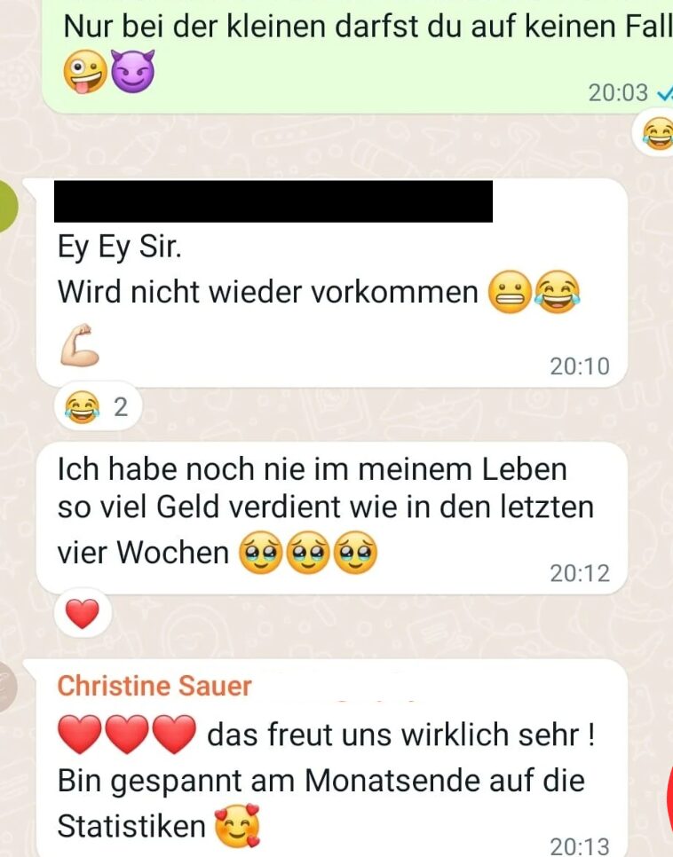 Nachricht einer Kundin