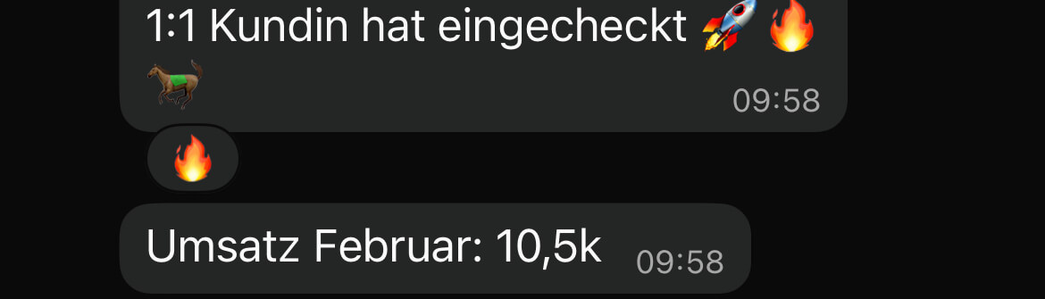 Nachricht einer Kundin