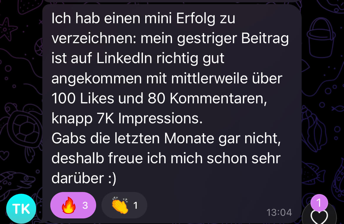 Nachricht einer Kundin