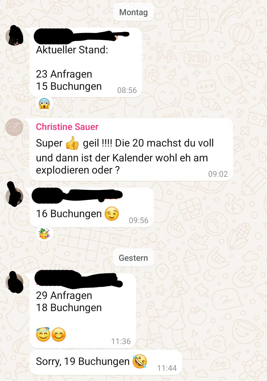 Nachricht einer Kundin