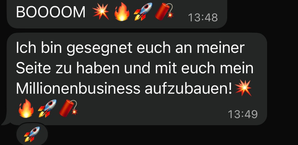 Nachricht einer Kundin