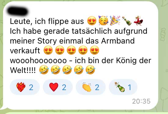 Nachricht einer Kundin